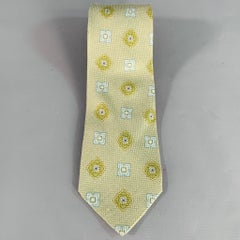 ERMENEGILDO ZEGNA Grün Blau Weiß Abstrakt Floral Seidenkrawatte