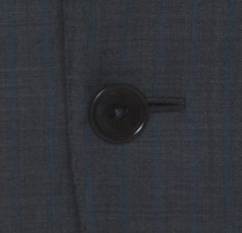 Ermenegildo Zegna Grey and Blue Pinstripe Wool Blazer L Pour hommes en vente