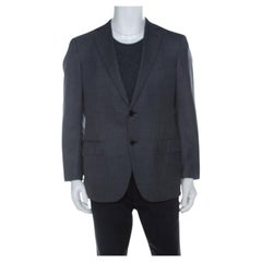 Ermenegildo Zegna Grey and Blue Pinstripe Wool Blazer L