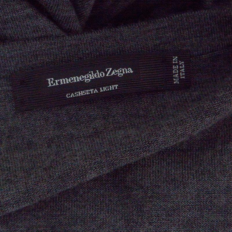 Ermenegildo Zegna Grey Cashseta Light Ribbed Trim V-Neck Sweater XXL 2