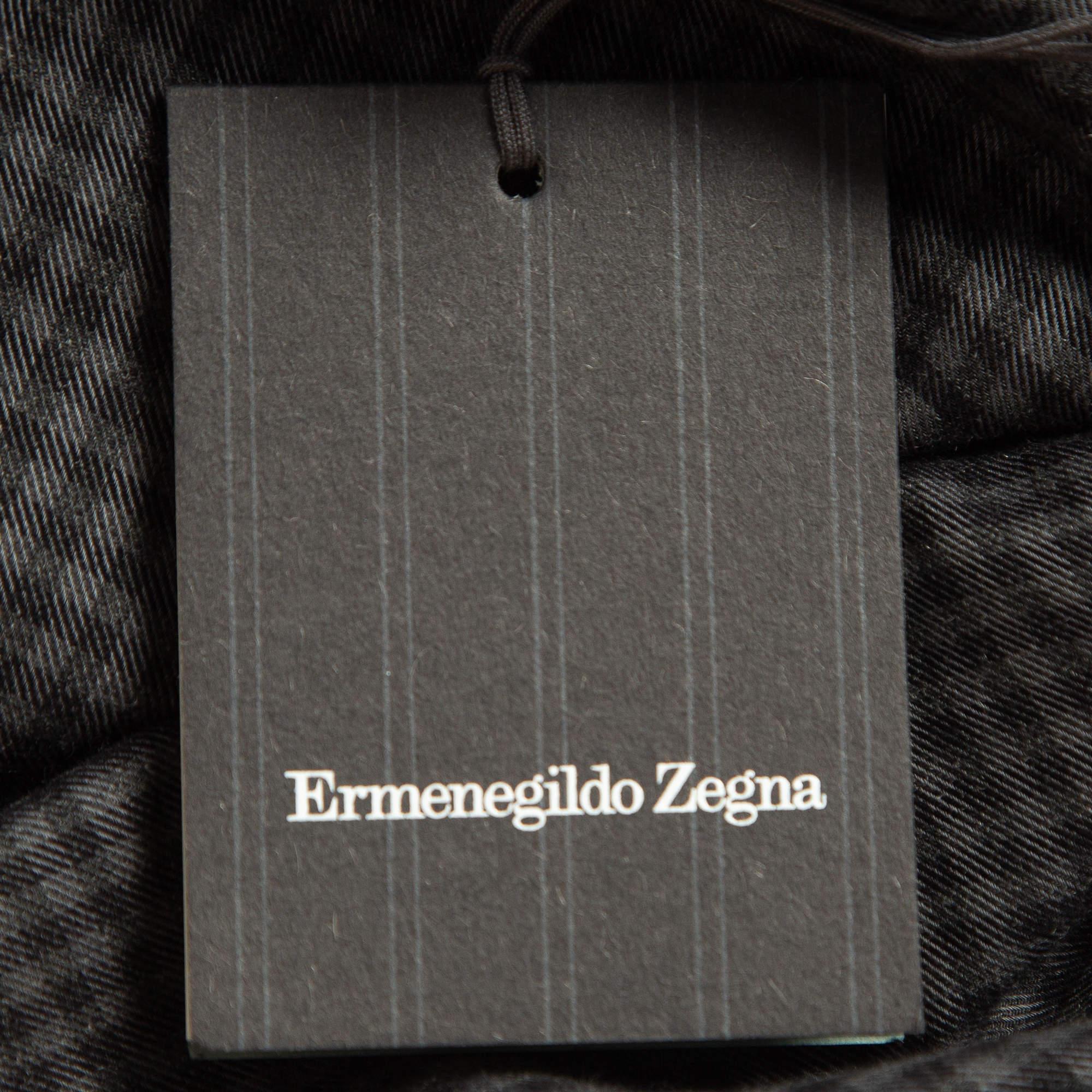 Ermenegildo Zegna Grey Checked Cotton Blend Button Front Shirt XXL For Sale 2