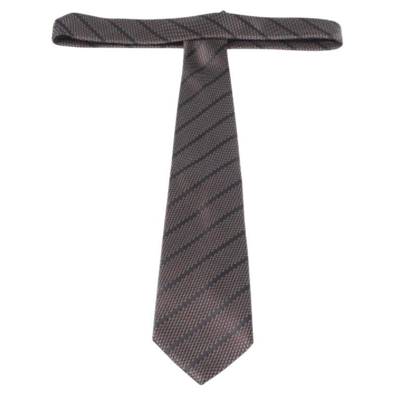 Cravatta in seta con motivo diagonale grigio di Ermenegildo Zegna in vendita