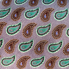 ERMENEGILDO ZEGNA Grey Green Paisley Silk Tie