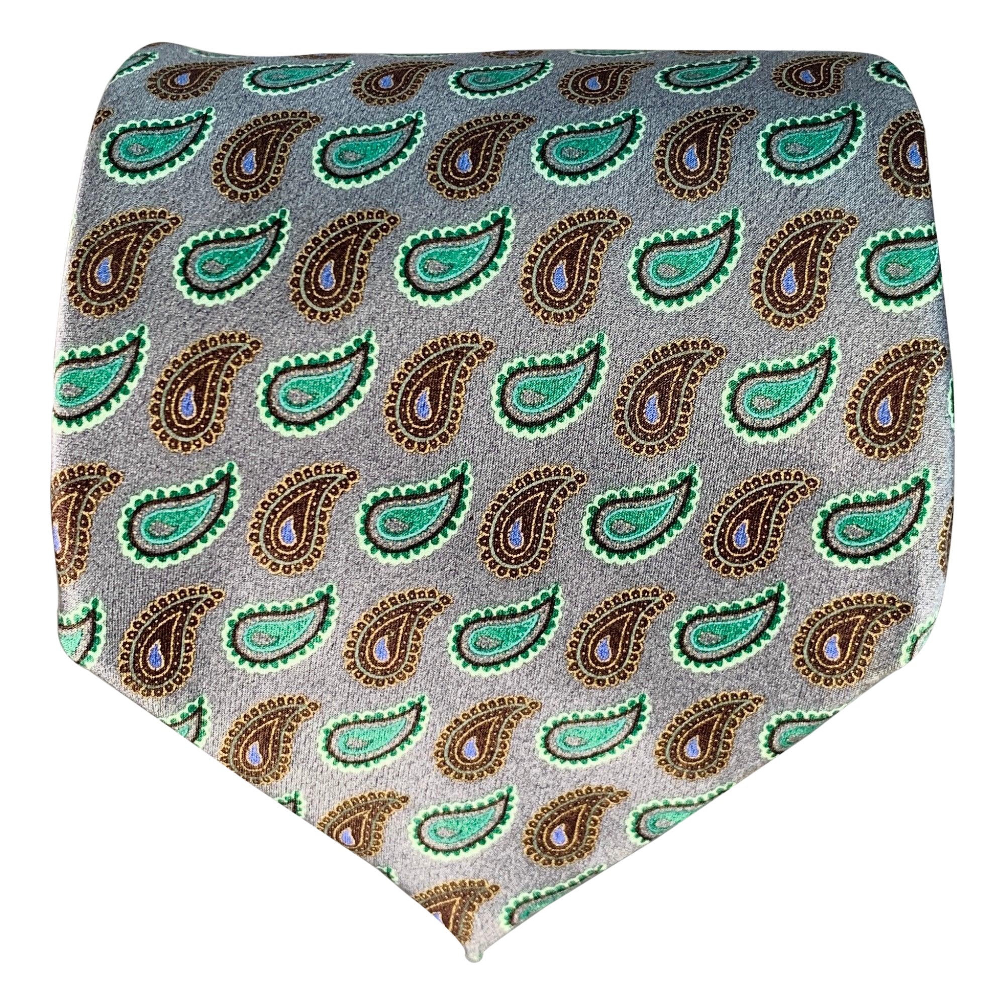 Cravatta in seta Ermenegildo Zegna Grey Green Paisley