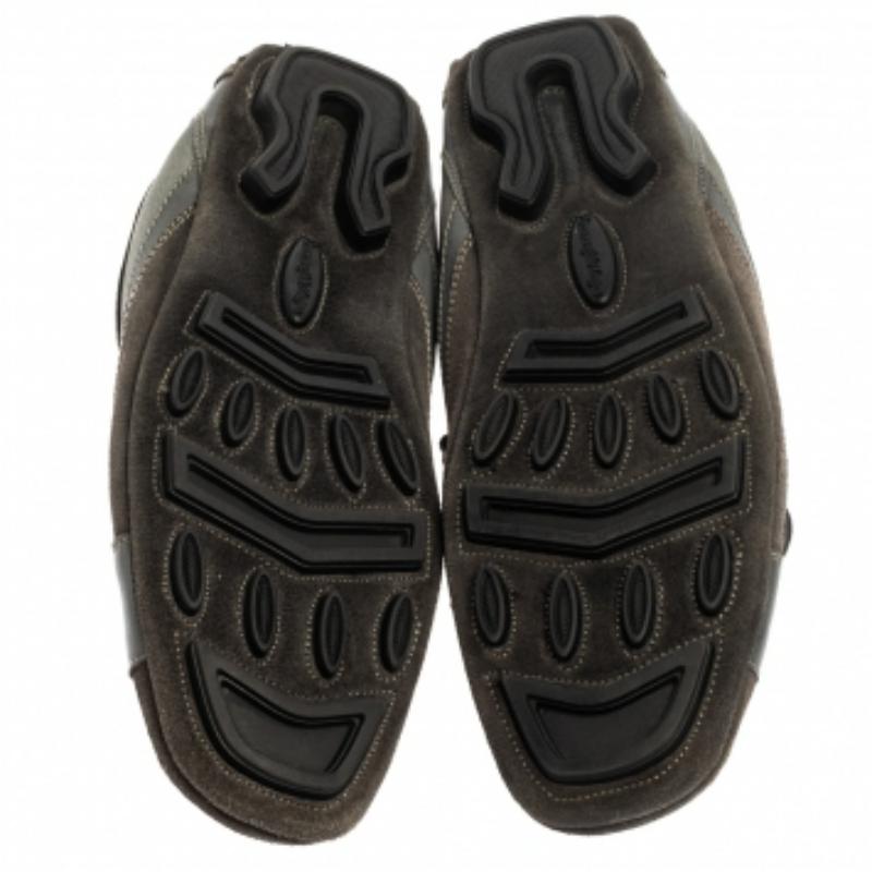 Black Ermenegildo Zegna Grey Leather And Suede Low Top Sneakers Size 44 For Sale