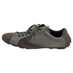 Ermenegildo Zegna Grey Leather And Suede Low Top Sneakers Size 44