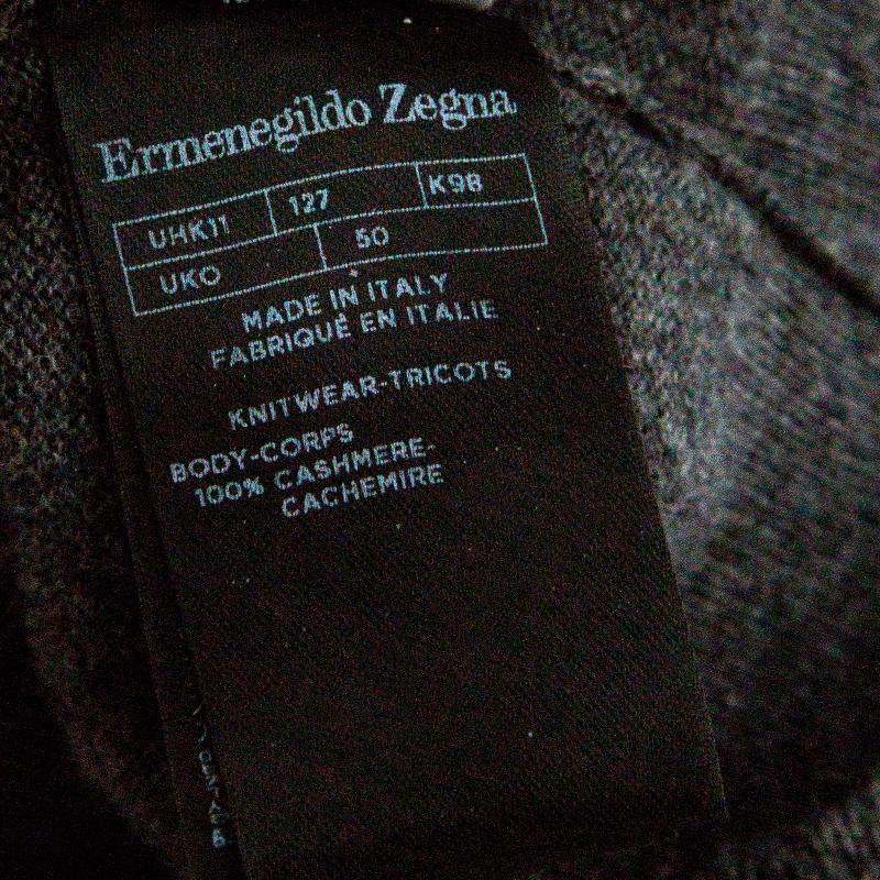Ermenegildo Zegna Grey Premium Cashmere Zip Detail Ribbed Trim Sweater M In Excellent Condition In Dubai, Al Qouz 2