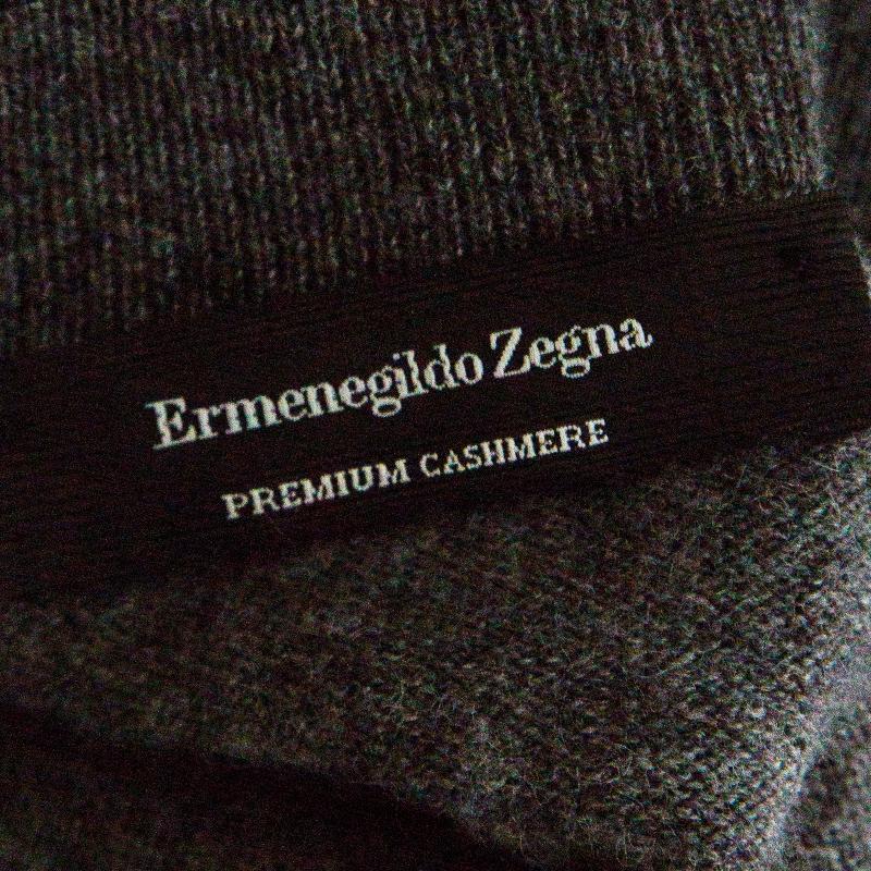 Men's Ermenegildo Zegna Grey Premium Cashmere Zip Detail Ribbed Trim Sweater M