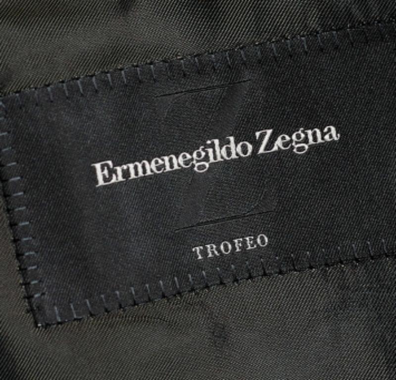 Uomo Blazer monopetto in lana a righe grigio Ermenegildo Zegna XL in vendita