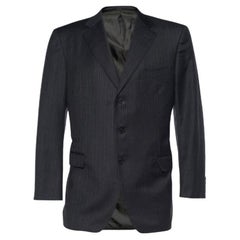Blazer monopetto in lana a righe grigio Ermenegildo Zegna XL