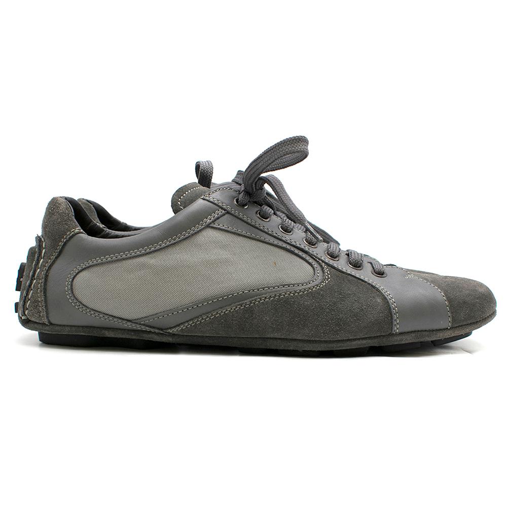 Ermenegildo Zegna Grey Suede, Leather & Mesh Sneakers

- Grey shoe laces
- Leather insole with logo
- Rubber soles with logo 
- Made in Italy

Please note, these items are pre-owned and may show some signs of storage, even when unworn and unused.