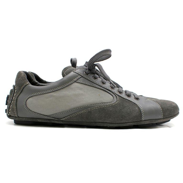 Ermenegildo Zegna Grey Suede, Leather and Mesh Sneakers Size 8 at 1stDibs