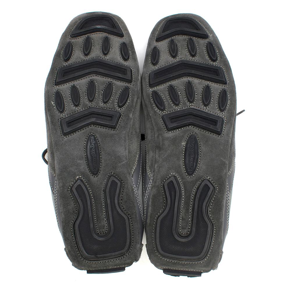 Ermenegildo Zegna Grey Suede, Leather & Mesh Sneakers Size 8 3