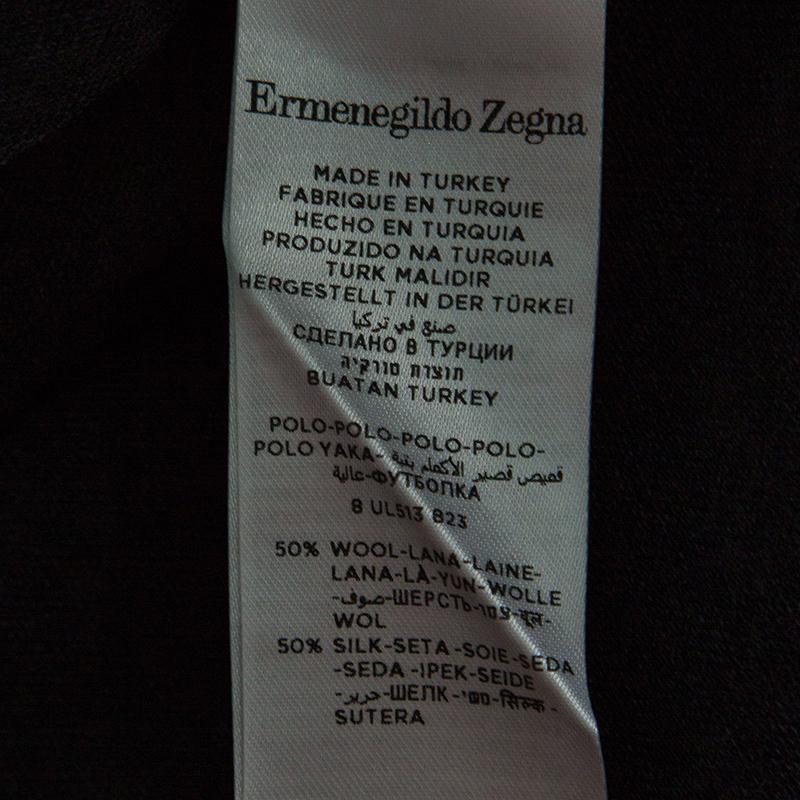 Ermenegildo Zegna Grey Wool and Silk Knit Long Sleeve Polo T-Shirt M In Good Condition In Dubai, Al Qouz 2