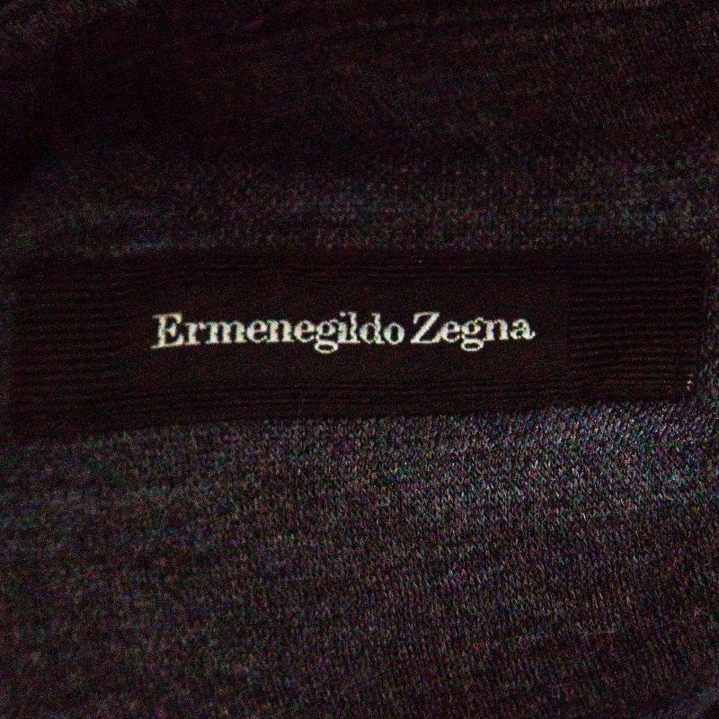 Men's Ermenegildo Zegna Grey Wool and Silk Knit Long Sleeve Polo T-Shirt M