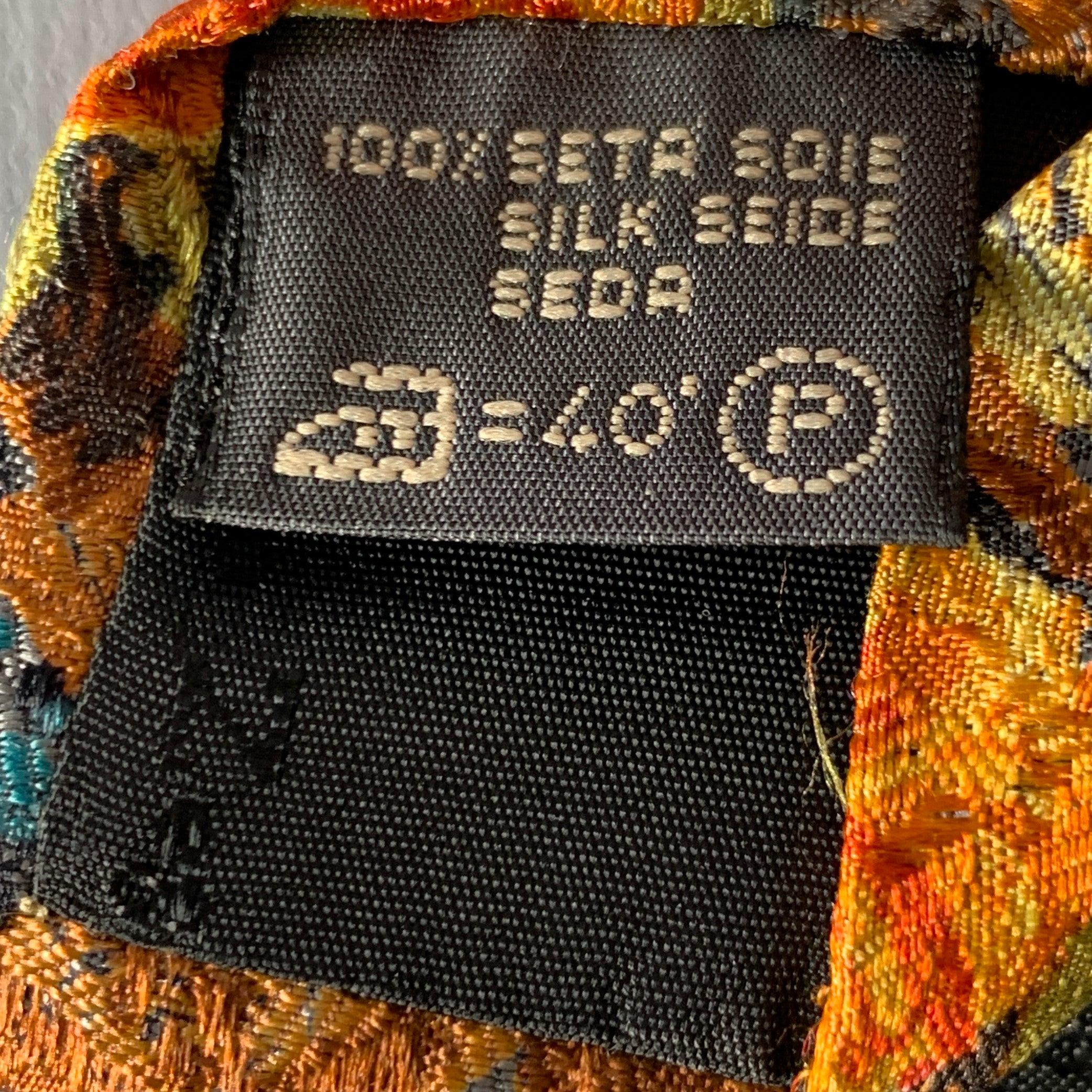 ERMENEGILDO ZEGNA Grau-Gelb Abstrakt Floral Seidenkrawatte Herren im Angebot