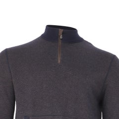 Ermenegildo Zegna Pullover mit halbem Reißverschluss aus marineblauem Kaschmir