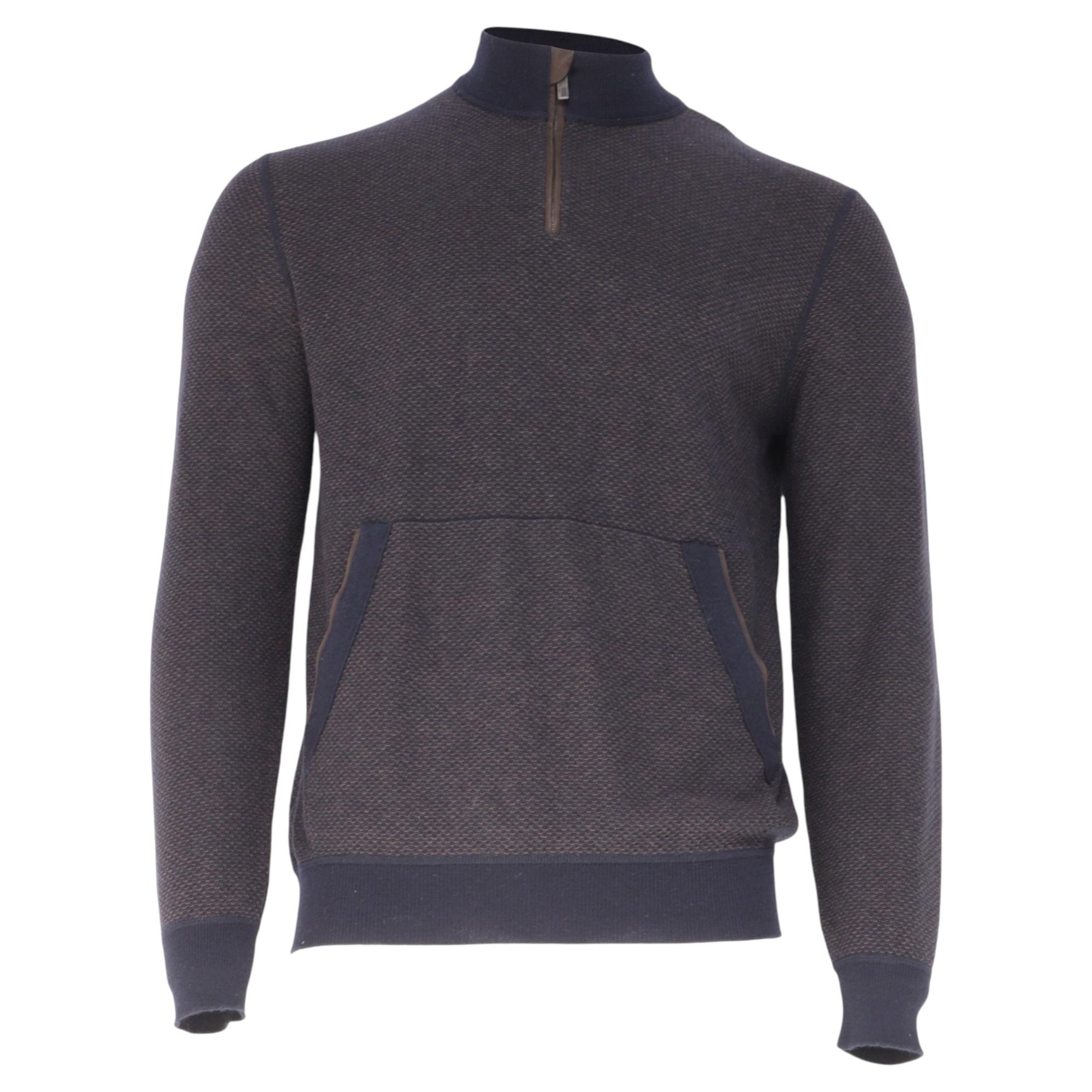 Ermenegildo Zegna Pullover mit halbem Reißverschluss aus marineblauem Kaschmir
