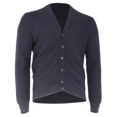 Cardigan boutonné en maille Ermenegildo Zegna, en laine bleu marine