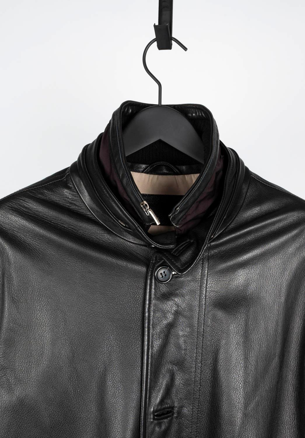 Black Ermenegildo Zegna leather coat Men Jacket Size 50/L