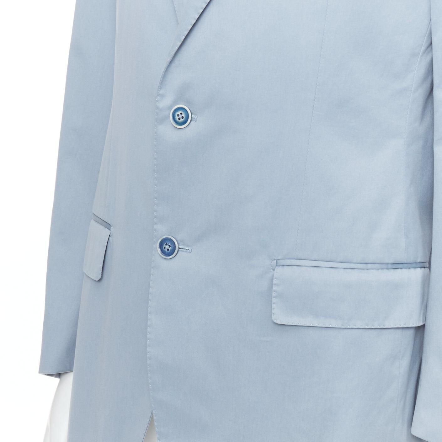 ERMENEGILDO ZEGNA light blue cotton handstitched lapel pockets blazer IT50 L For Sale 2