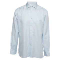 Ermenegildo Zegna Light Blue Linen Blend Full Sleeve Shirt XXL