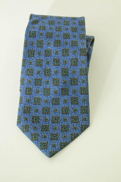 Ermenegildo Zegna Luxury Blue Medallion Silk Neck Tie Italy