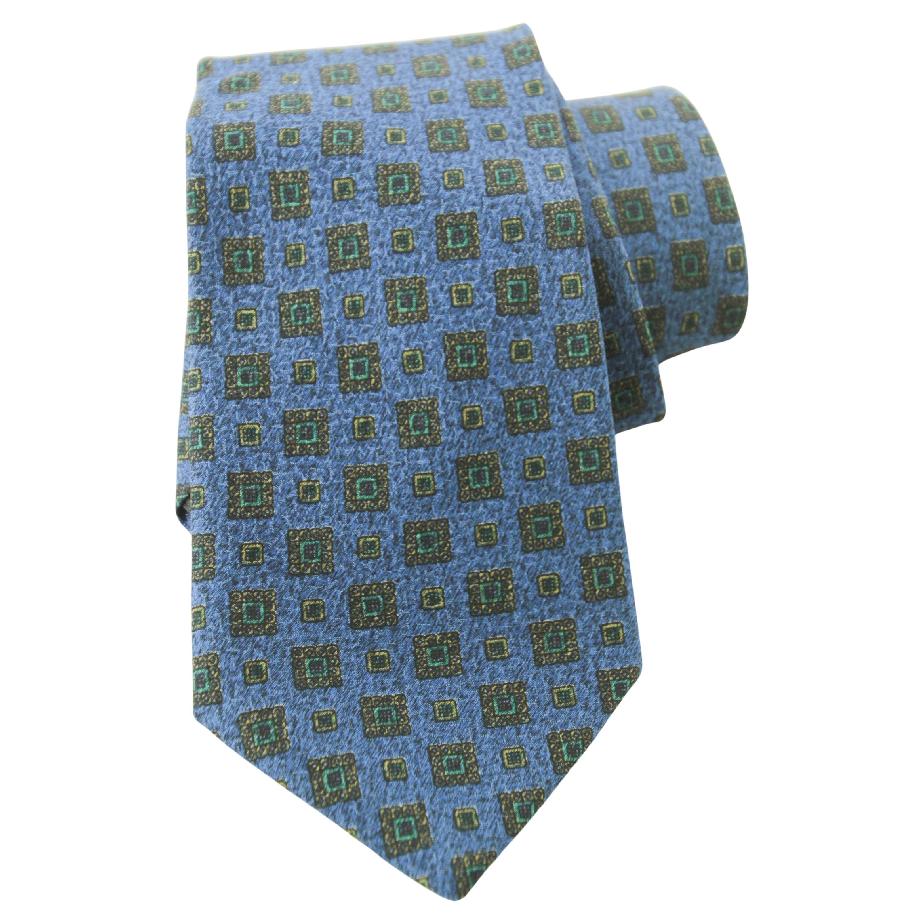 Ermenegildo Zegna Luxury Blue Medallion Silk Neck Tie Italy For Sale