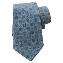 Ermenegildo Zegna Luxury Blue Medallion Silk Neck Tie Italy