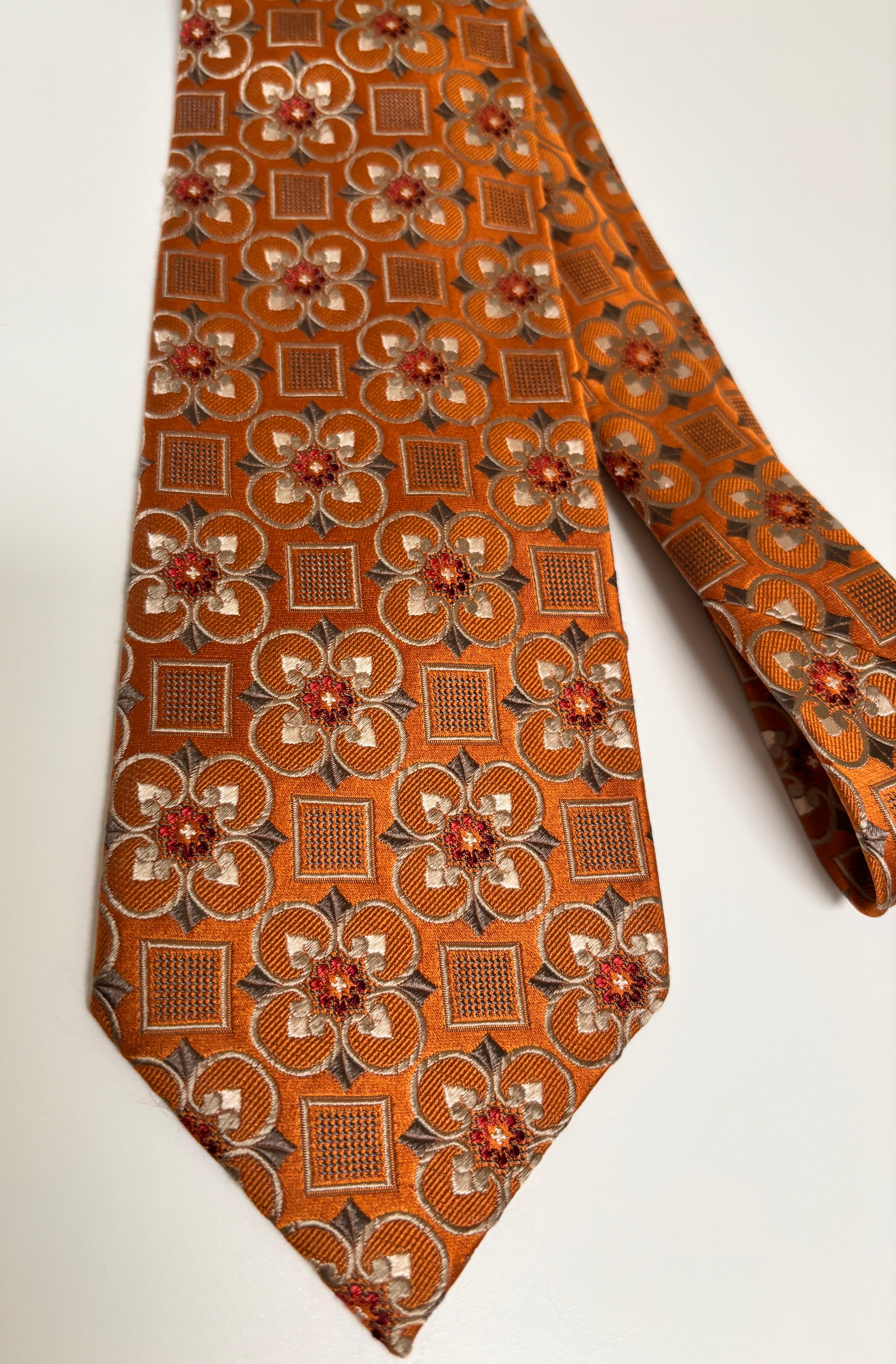 Ermenegildo Zegna Corbata de lujo de seda naranja quemado Italia en venta 6