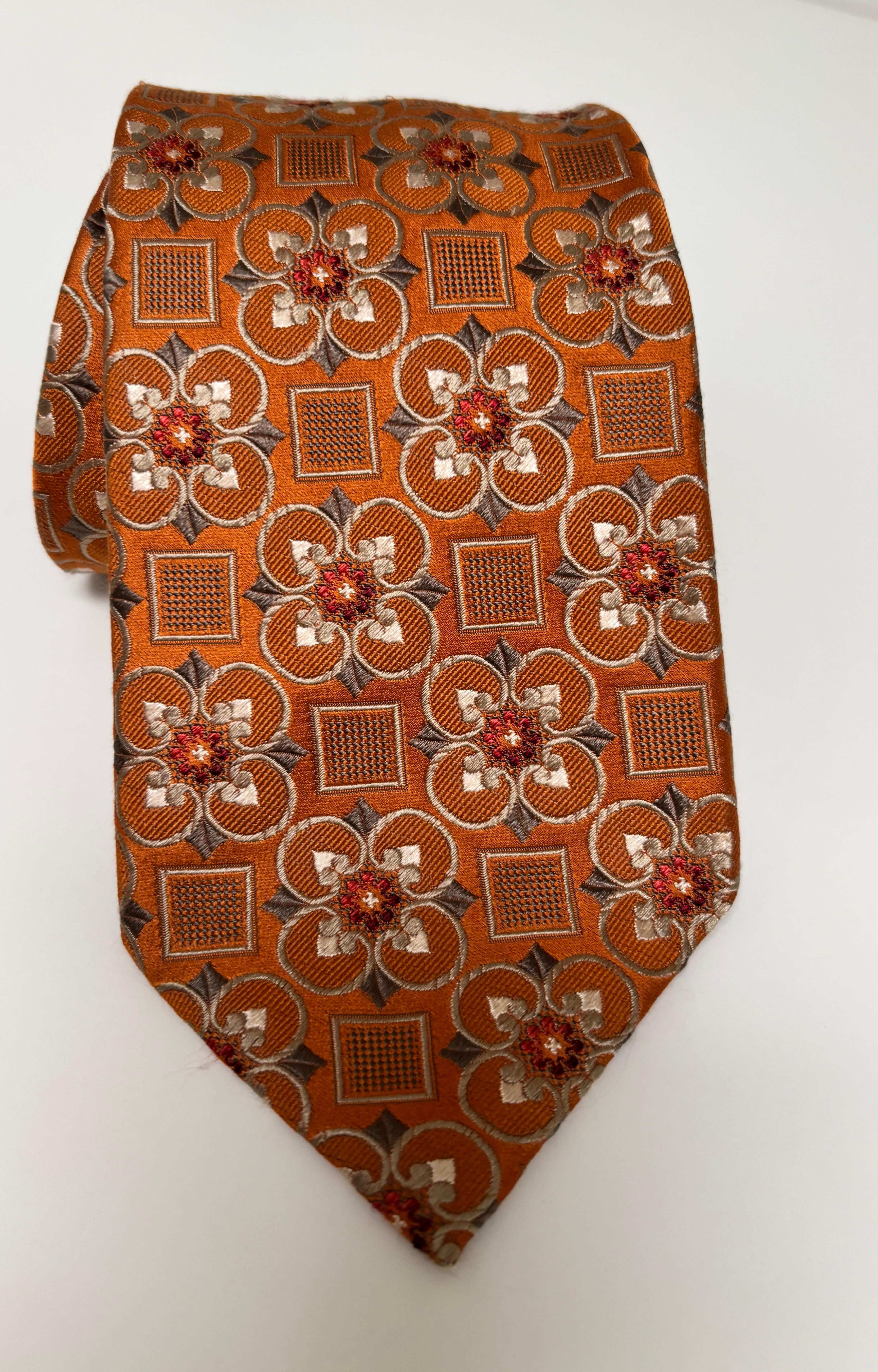 Ermenegildo Zegna Corbata de lujo de seda naranja quemado Italia en venta 7