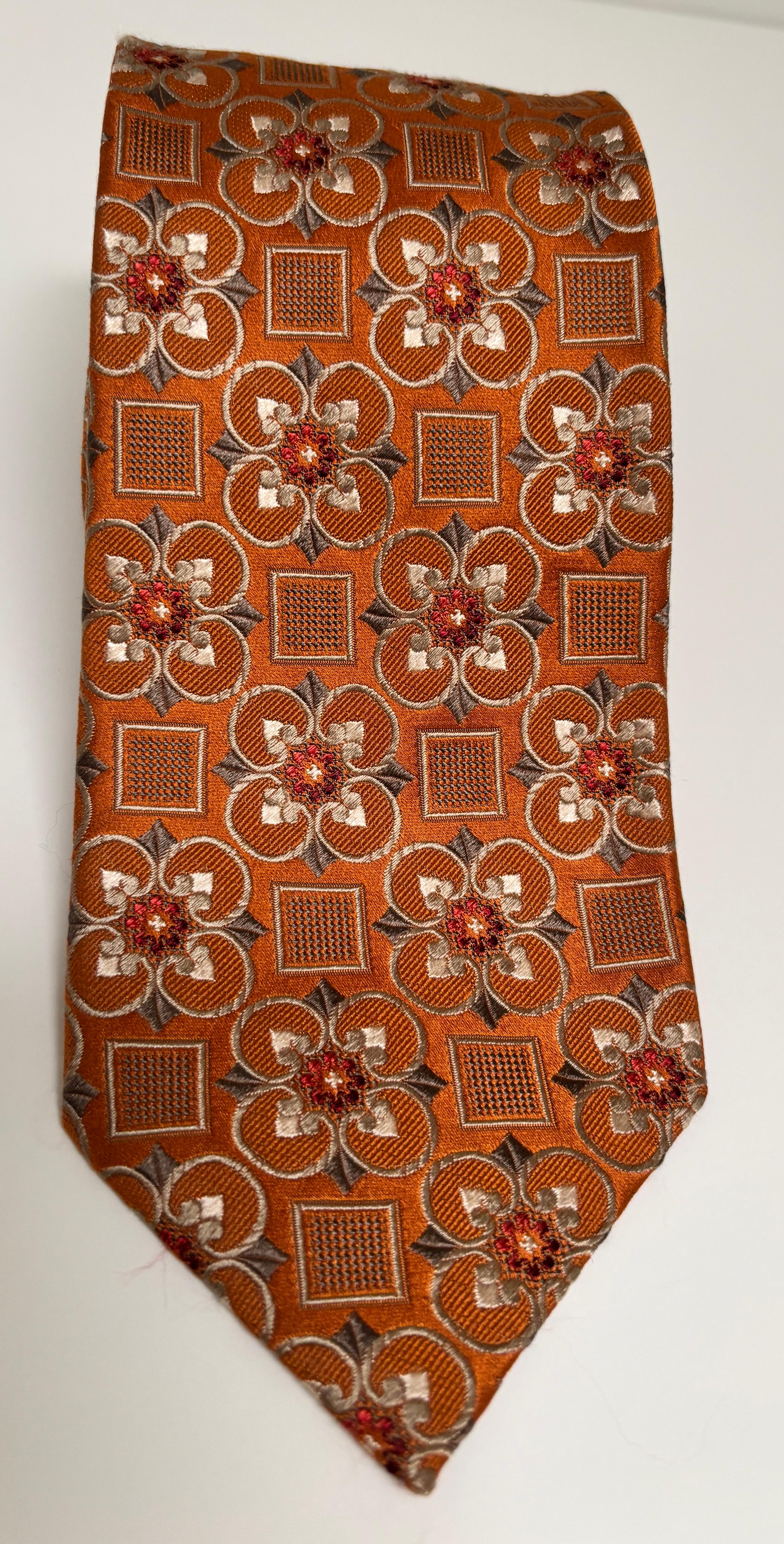 Ermenegildo Zegna Corbata de lujo de seda naranja quemado Italia Naranja en venta