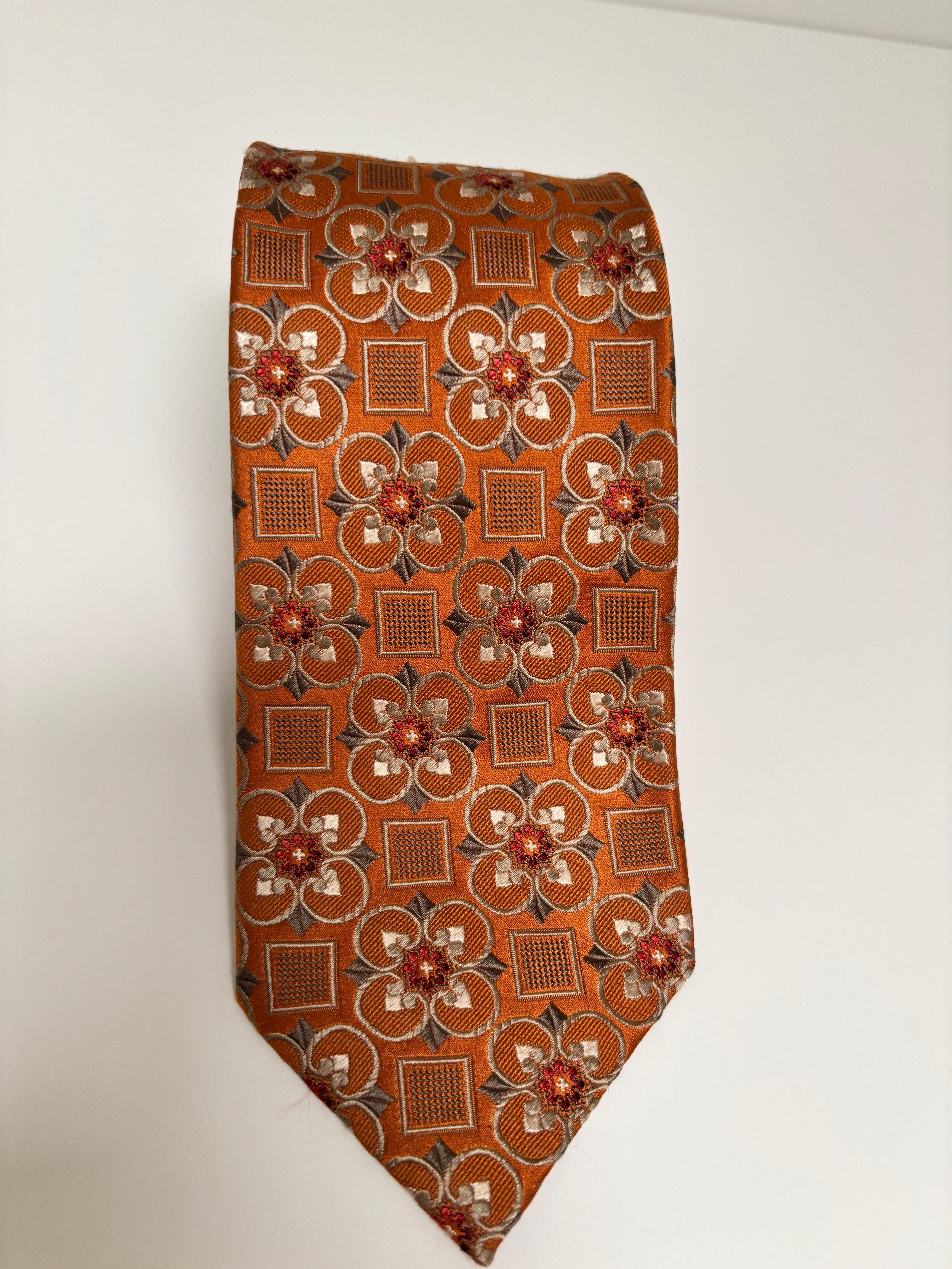 De los hombres Ermenegildo Zegna Corbata de lujo de seda naranja quemado Italia en venta