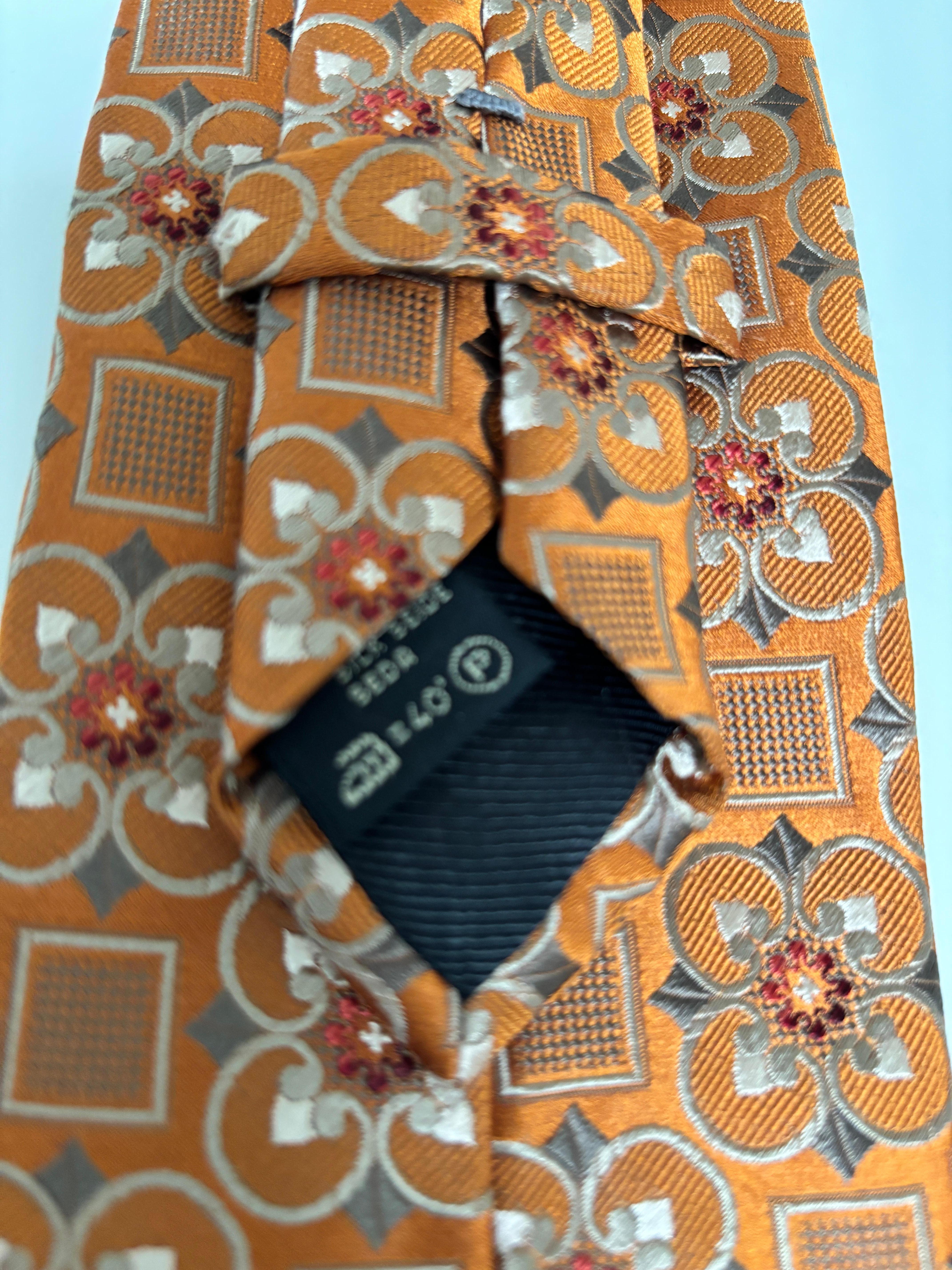 Ermenegildo Zegna Corbata de lujo de seda naranja quemado Italia en venta 4