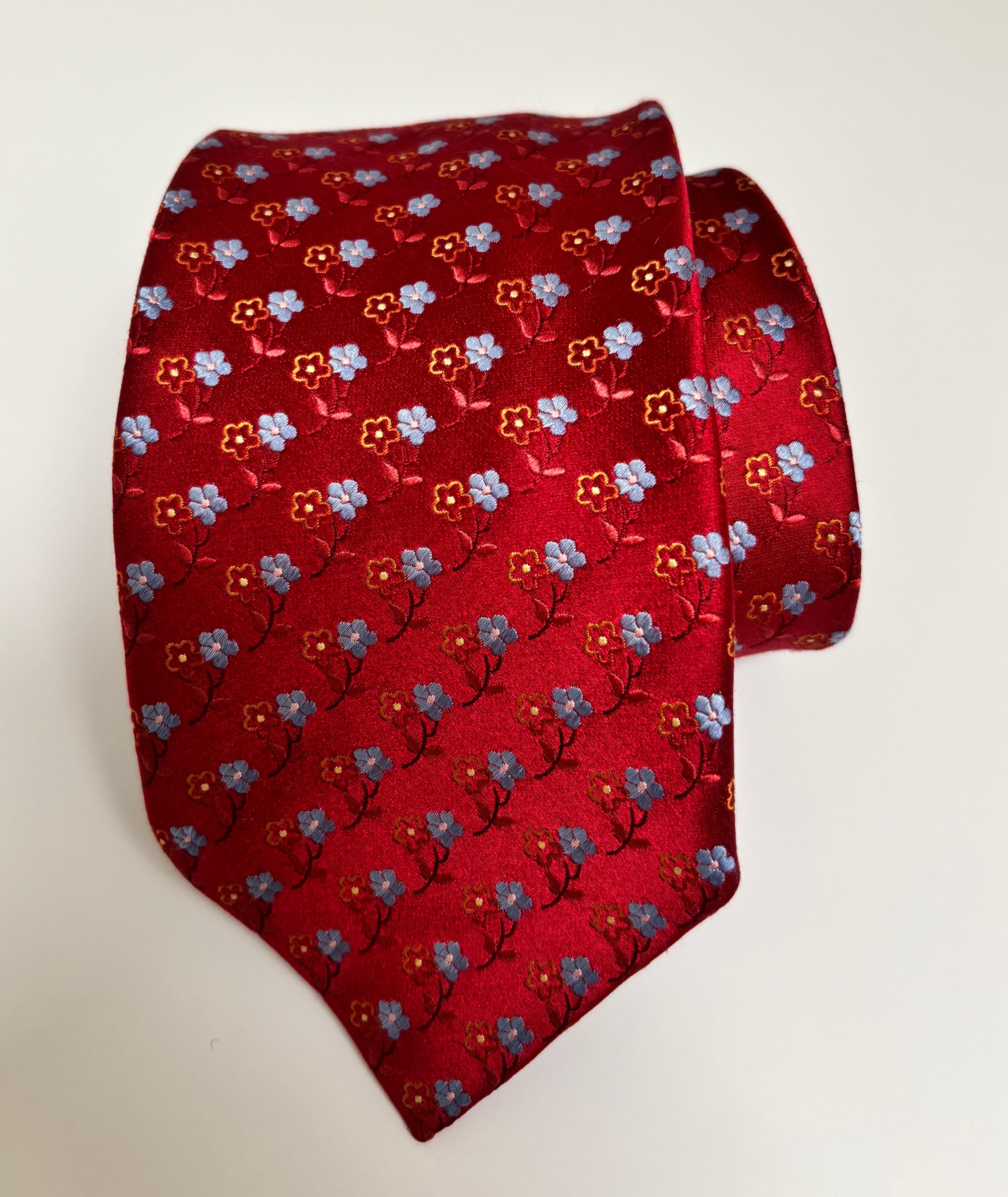 Corbata de lujo Ermenegildo Zegna de seda roja Italia en venta 3