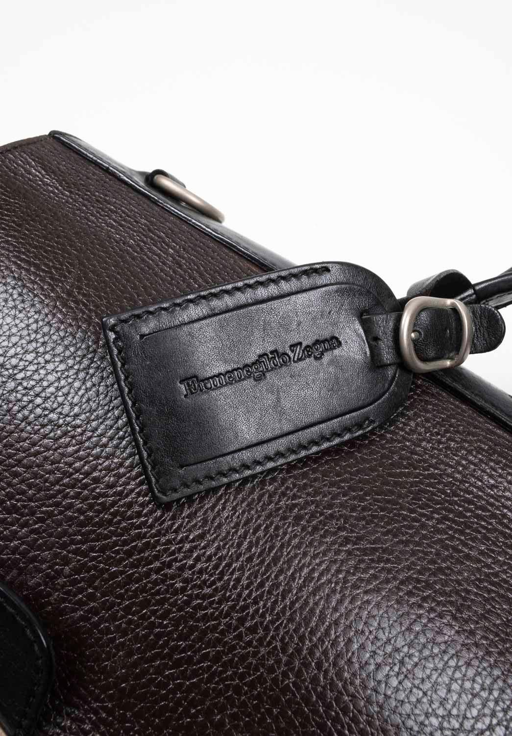 Black Ermenegildo Zegna Men Briefcase Leather/Nylon - Large, S1212 For Sale