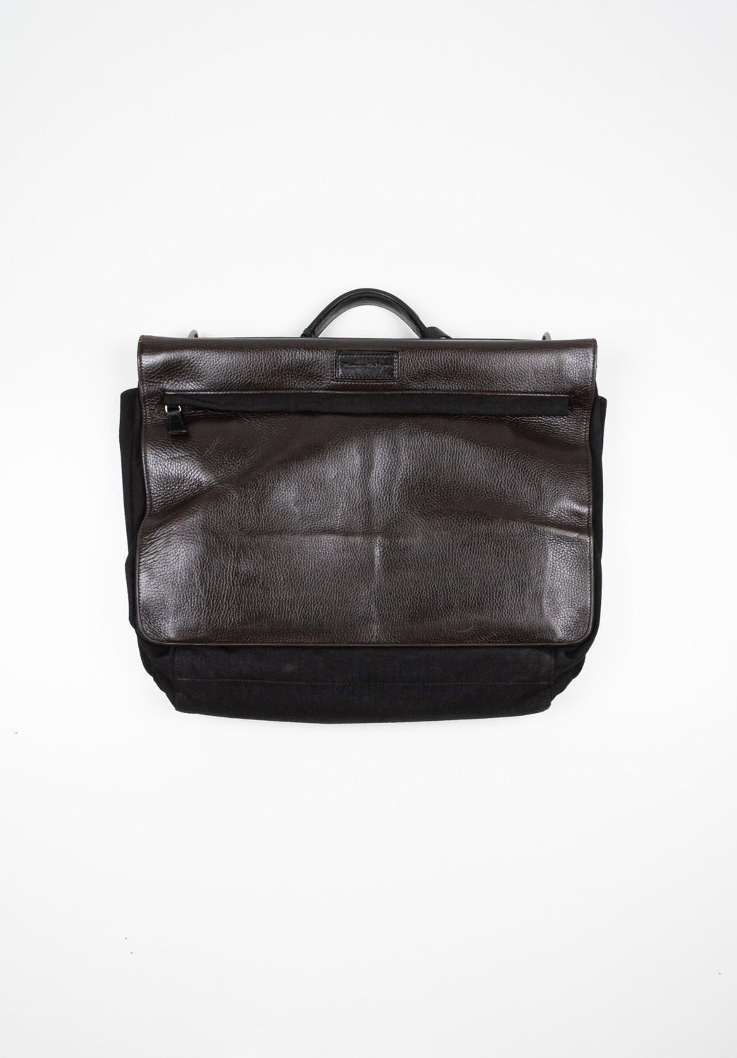 Ermenegildo Zegna Men Briefcase Leather/Nylon - Large, S1212 In Good Condition For Sale In Kaunas, LT