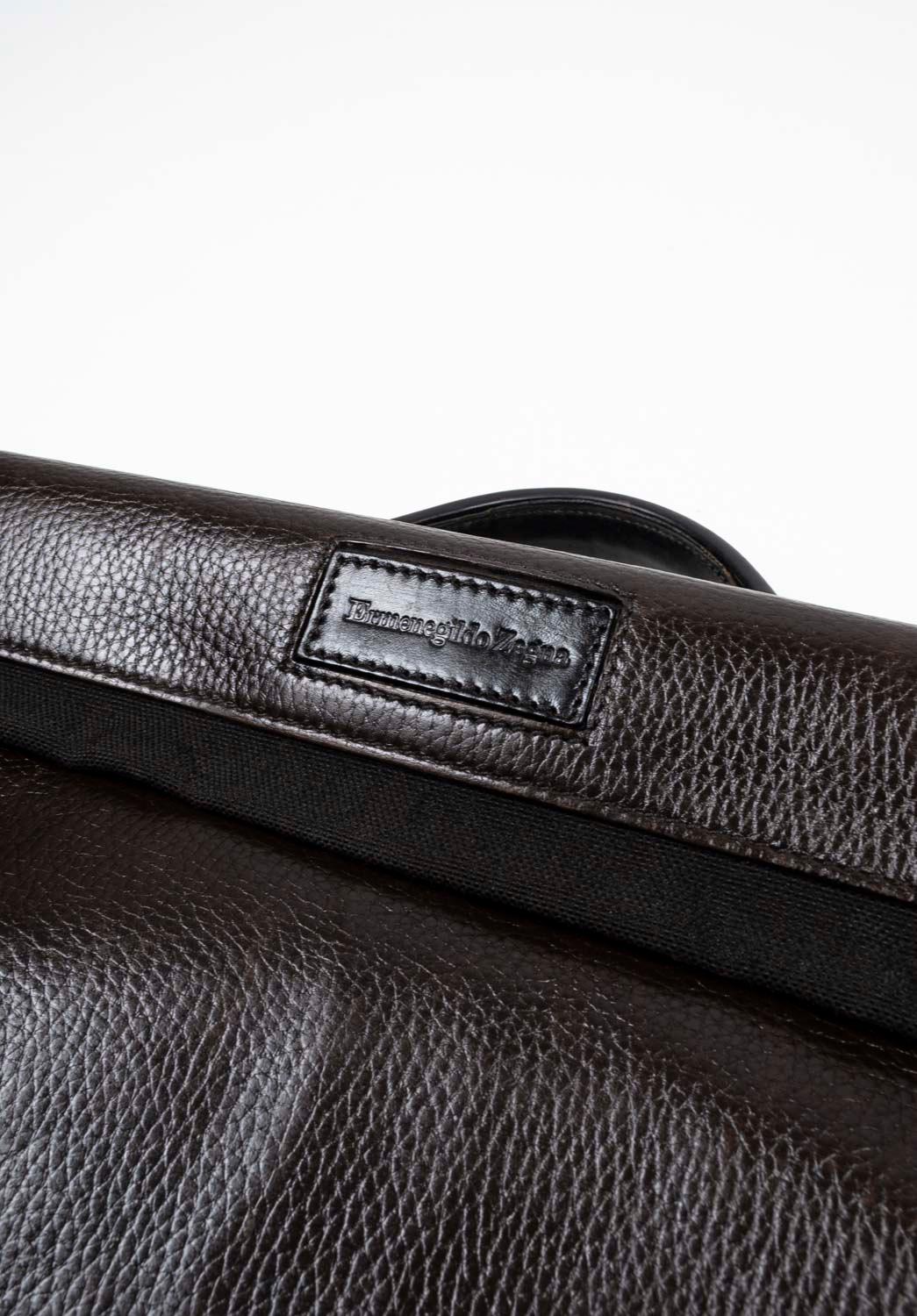 Men's Ermenegildo Zegna Men Briefcase Leather/Nylon - Large, S1212 For Sale