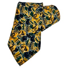 ERMENEGILDO ZEGNA Corbata de seda para hombre Italia Diseño abstracto en oro y azul
