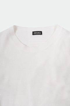 Ermenegildo Zegna Men's XL White Wool Sweater, Round Neck, Italy