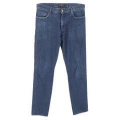 Jean Ermenegildo Zegna à taille mi-haute et coupe ajustée, en coton bleu