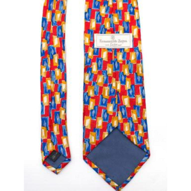 Ermenegildo Zegna Multi-Coloured Printed Silk Tie 1