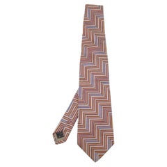 Ermenegildo Zegna Multicolor Diagonal Patterned Silk Jacquard Tie