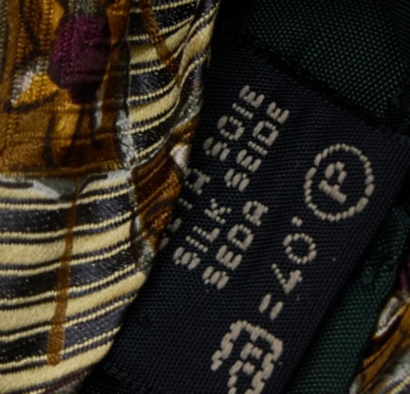 Marrone Cravatta Ermenegildo Zegna in seta jacquard stampata floreale multicolore in vendita