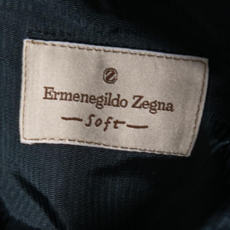 Ermenegildo Zegna Blazer de un solo pecho de lana a cuadros azul marino XL en Bueno estado para la venta en Dubai, Al Qouz 2