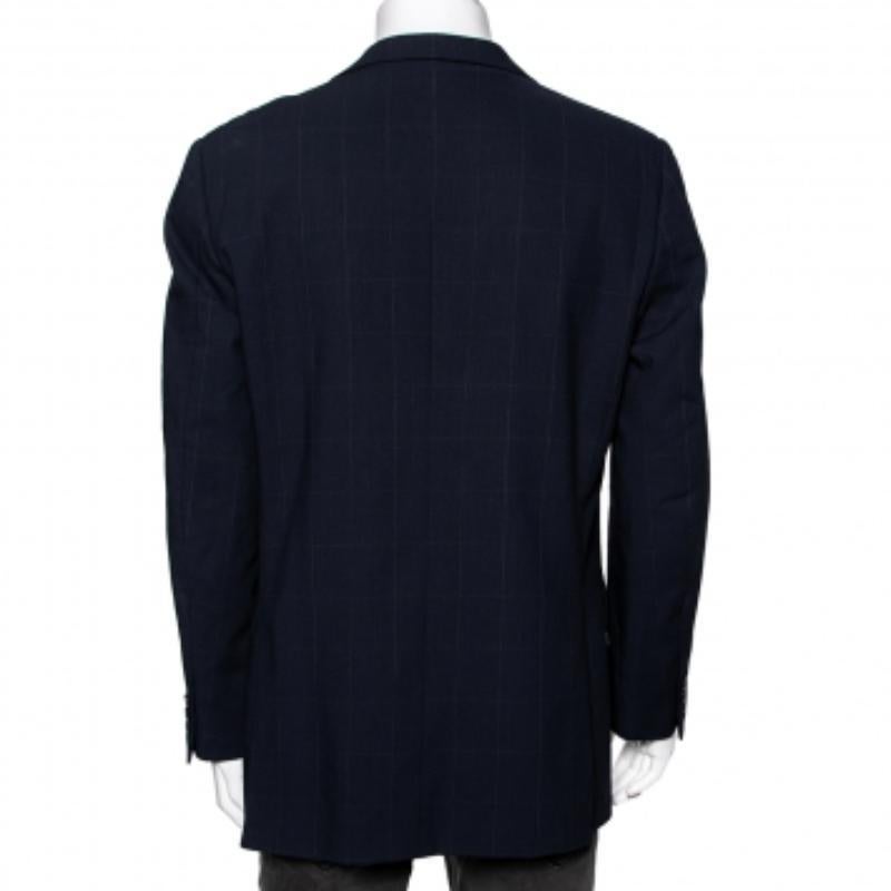 De los hombres Ermenegildo Zegna Blazer de un solo pecho de lana a cuadros azul marino XL en venta