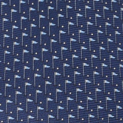 Ermenegildo Zegna Navy Blue Flag Print Silk Tie