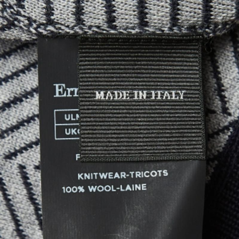 Nero Felpa Ermenegildo Zegna in lana a spina di pesce blu navy 4XL in vendita
