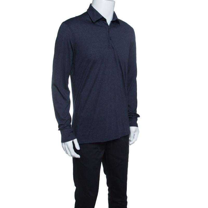 navy blue long sleeve polo shirt