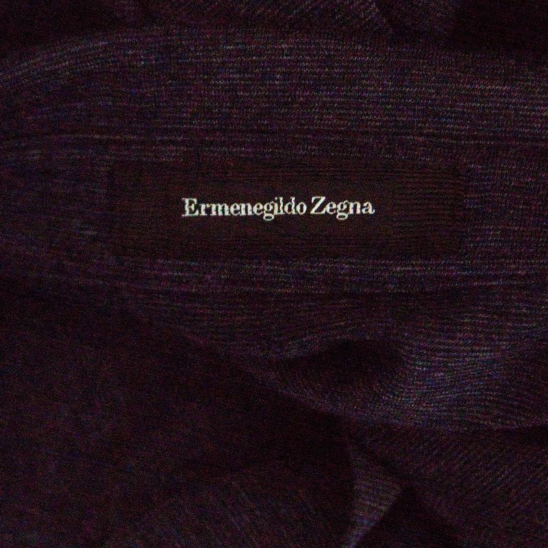 Ermenegildo Zegna Navy Blue Wool Cotton Knit long Sleeve Polo T-Shirt S In Excellent Condition In Dubai, Al Qouz 2